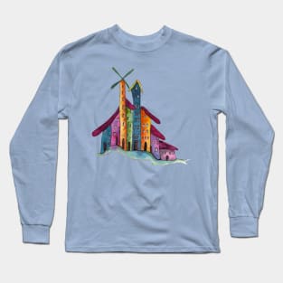 WINDMILL HOUSE || WATERCOLOR Long Sleeve T-Shirt